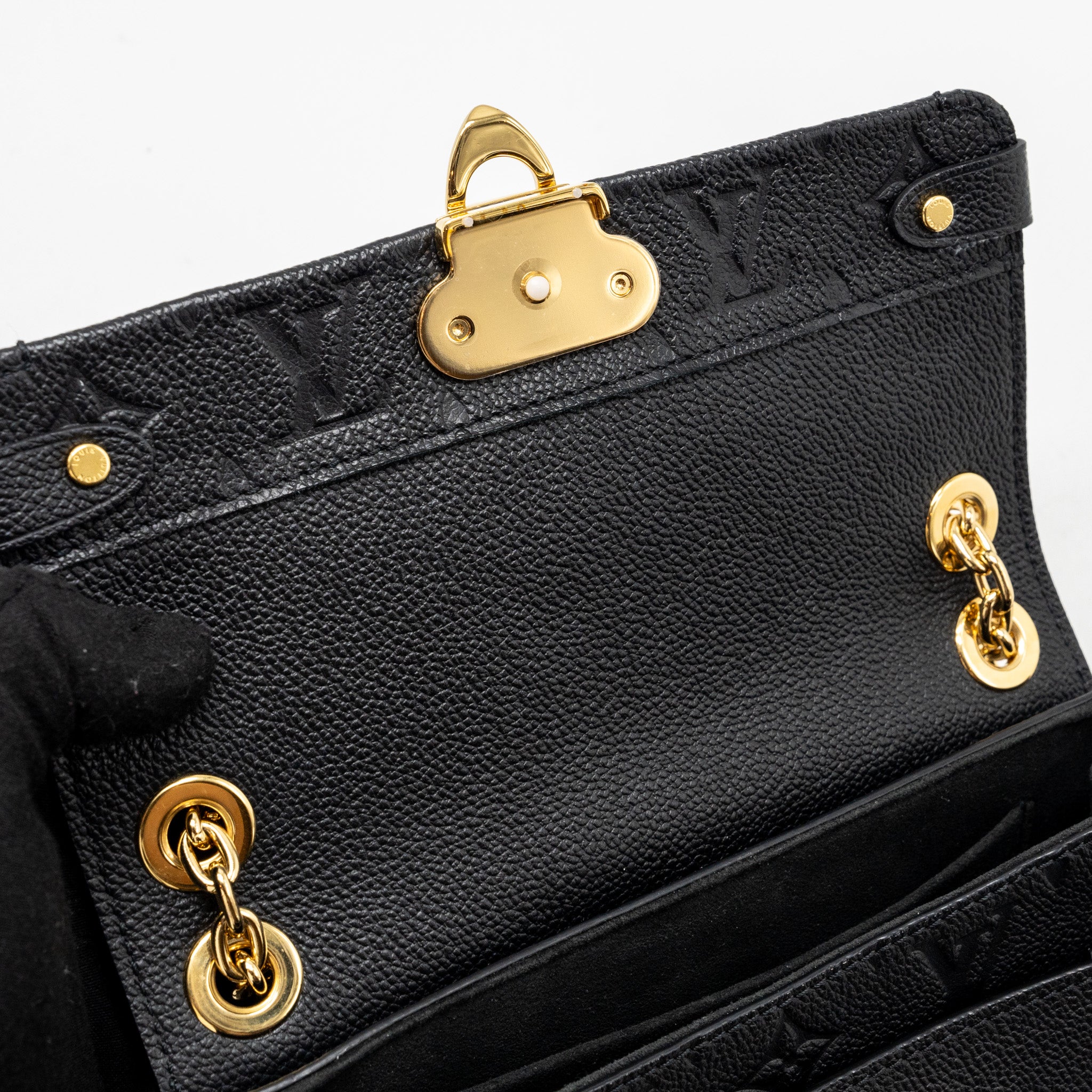 LOUIS VUITTON VAVIN BB MONOGRAM EMPREINTE CALFSKIN BLACK GHW
