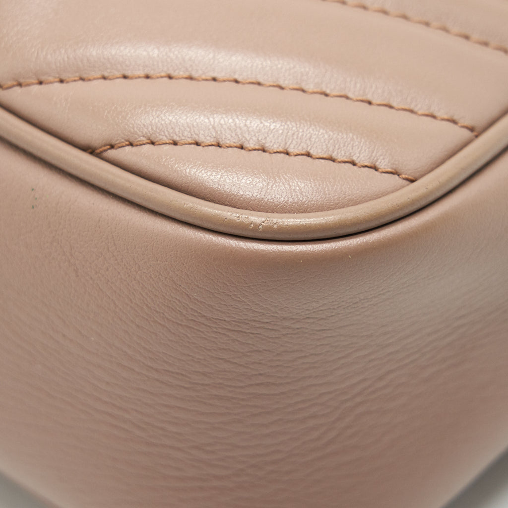 GUCCI GG MARMONT SMALL MATELASSE CAMERA BAG BEIGE GHW