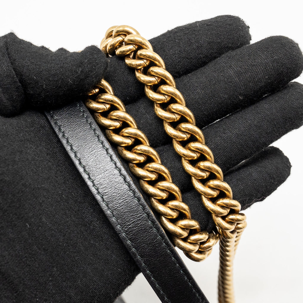 GUCCI MEDIUM GG MARMONT SHOULDER BAG CALFSKIN BLACK GHW