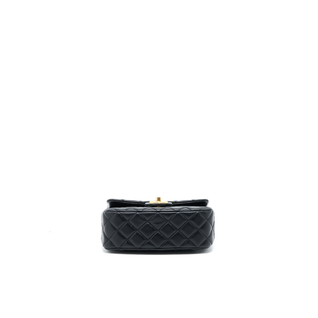 CHANEL 22K COCO CHAIN QUILTED FLAP BAG LAMBSKIN BLACK BRUSHED GHW (MICROCHIP)