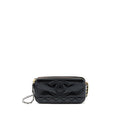 CHANEL DOUBLE ZIP WALLET ON CHAIN AGED CALFSKIN BLACK MULTICOLOUR HARDWARE