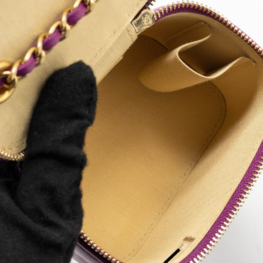 CHANEL PEARL CRUSH MINI VANITY WITH CHAIN LAMBSKIN PURPLE GHW