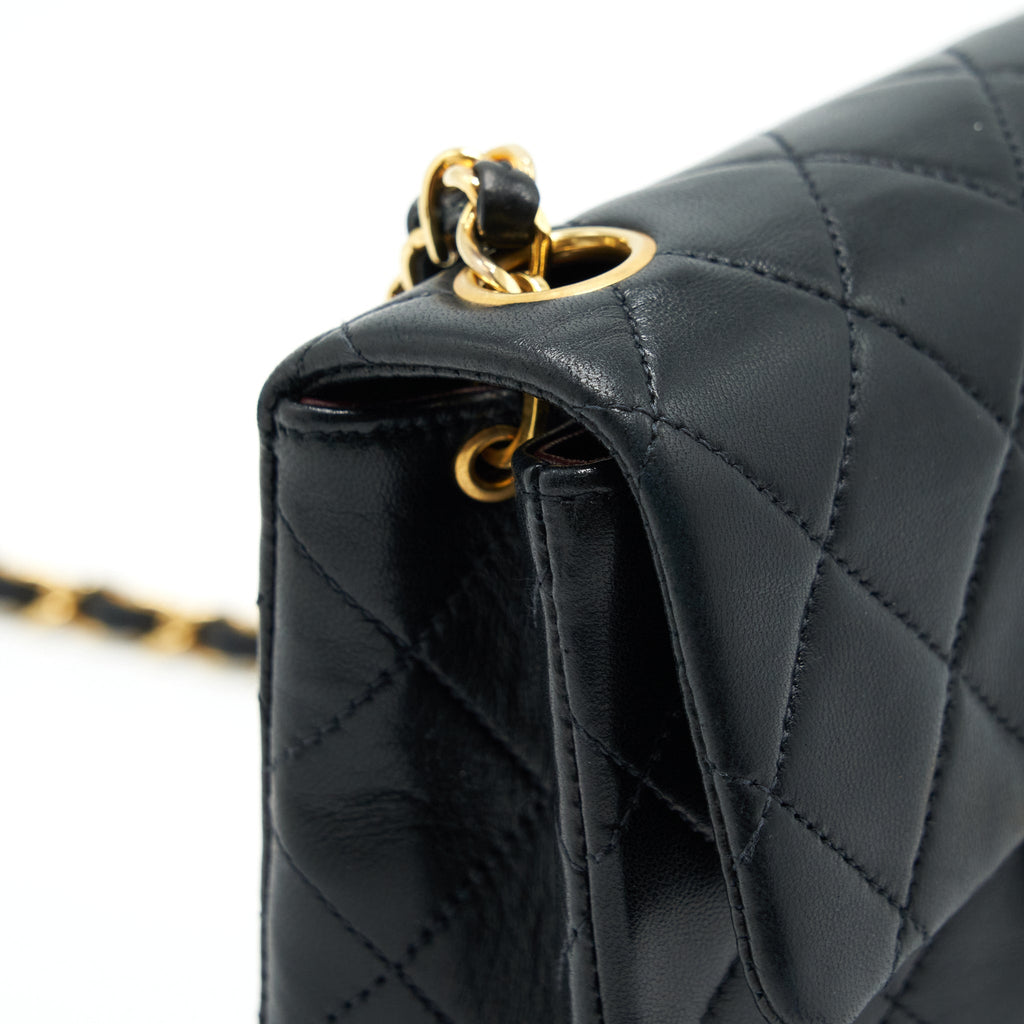 CHANEL VINTAGE MINI SQUARE FLAP BAG LAMBSKIN BLACK GHW