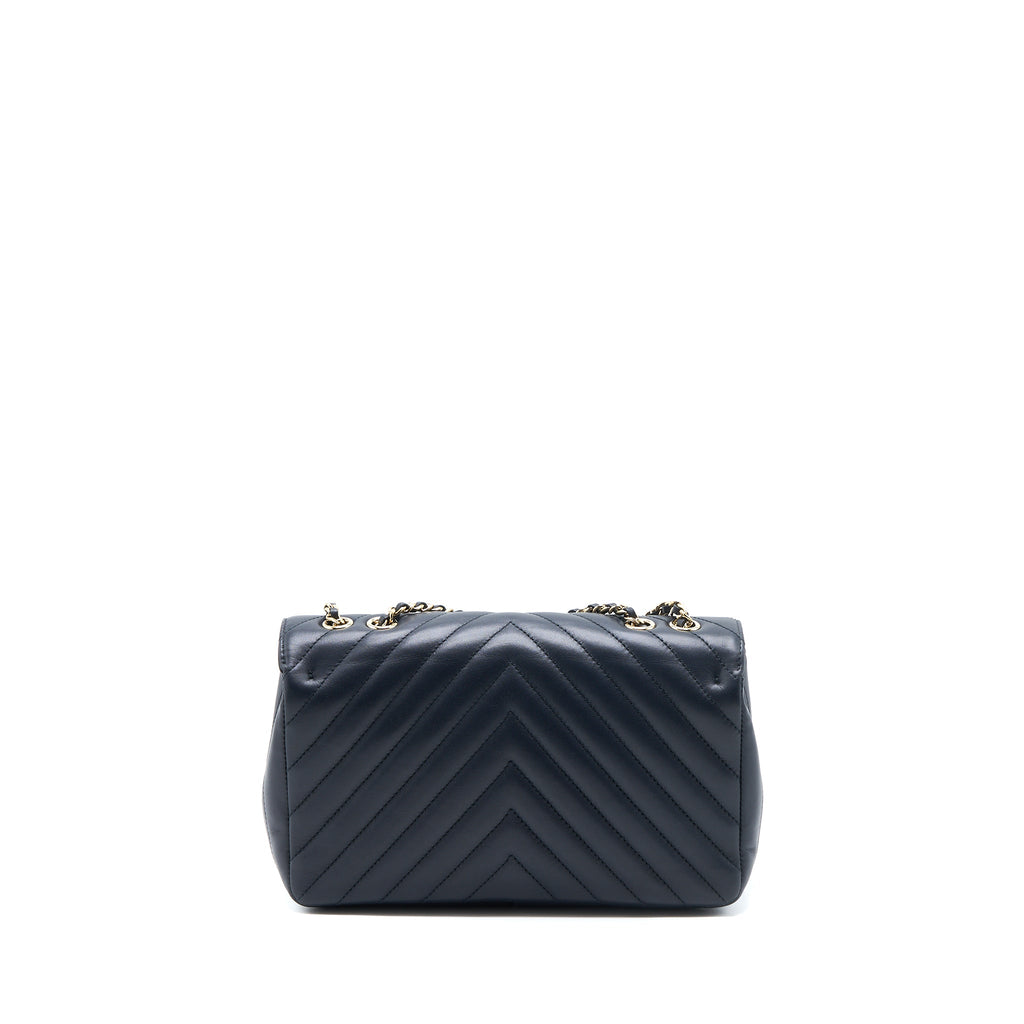 CHANEL SEASONAL CHEVRON FLAP BAG LAMBSKIN DARK GREY LGHW