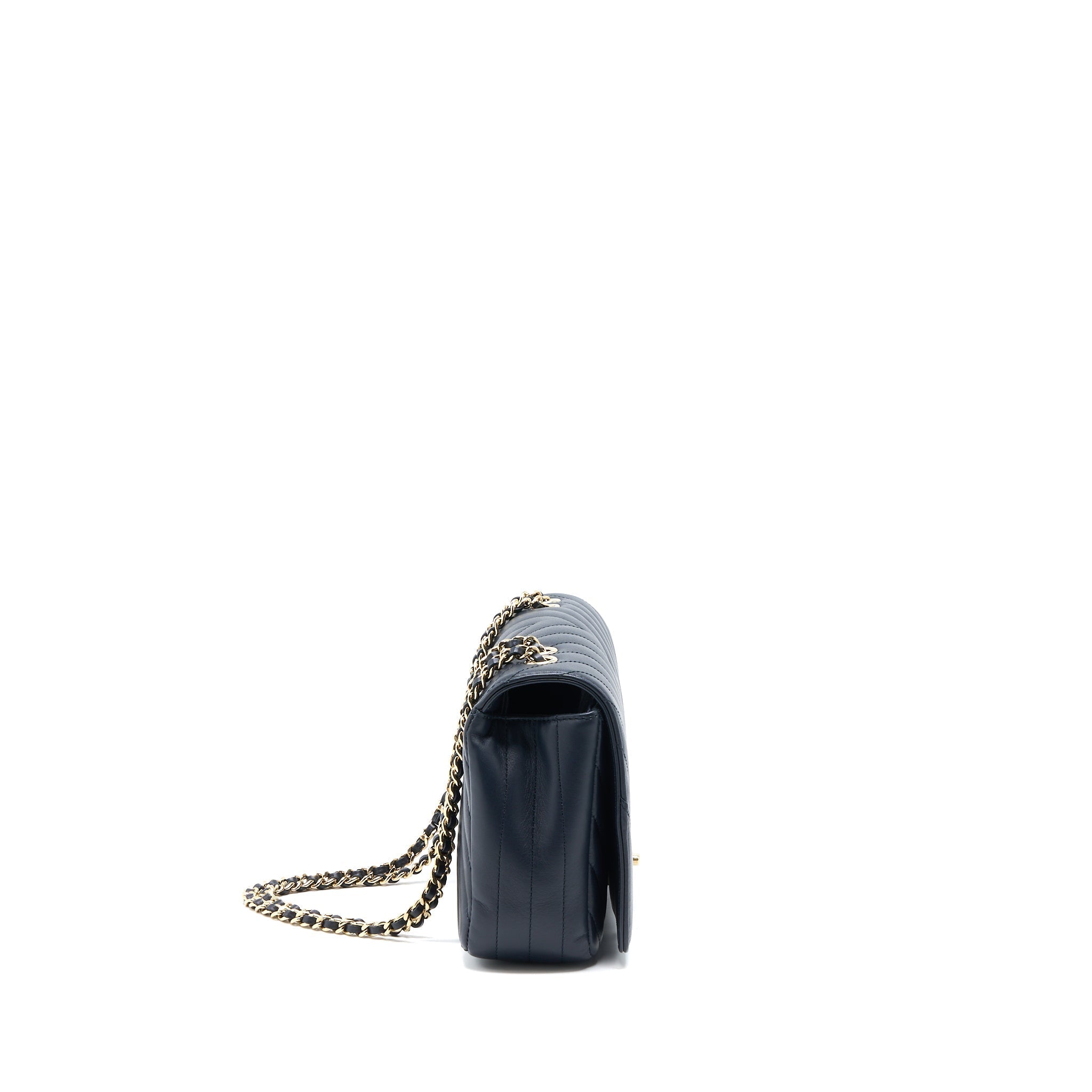 CHANEL SEASONAL CHEVRON FLAP BAG LAMBSKIN DARK GREY LGHW