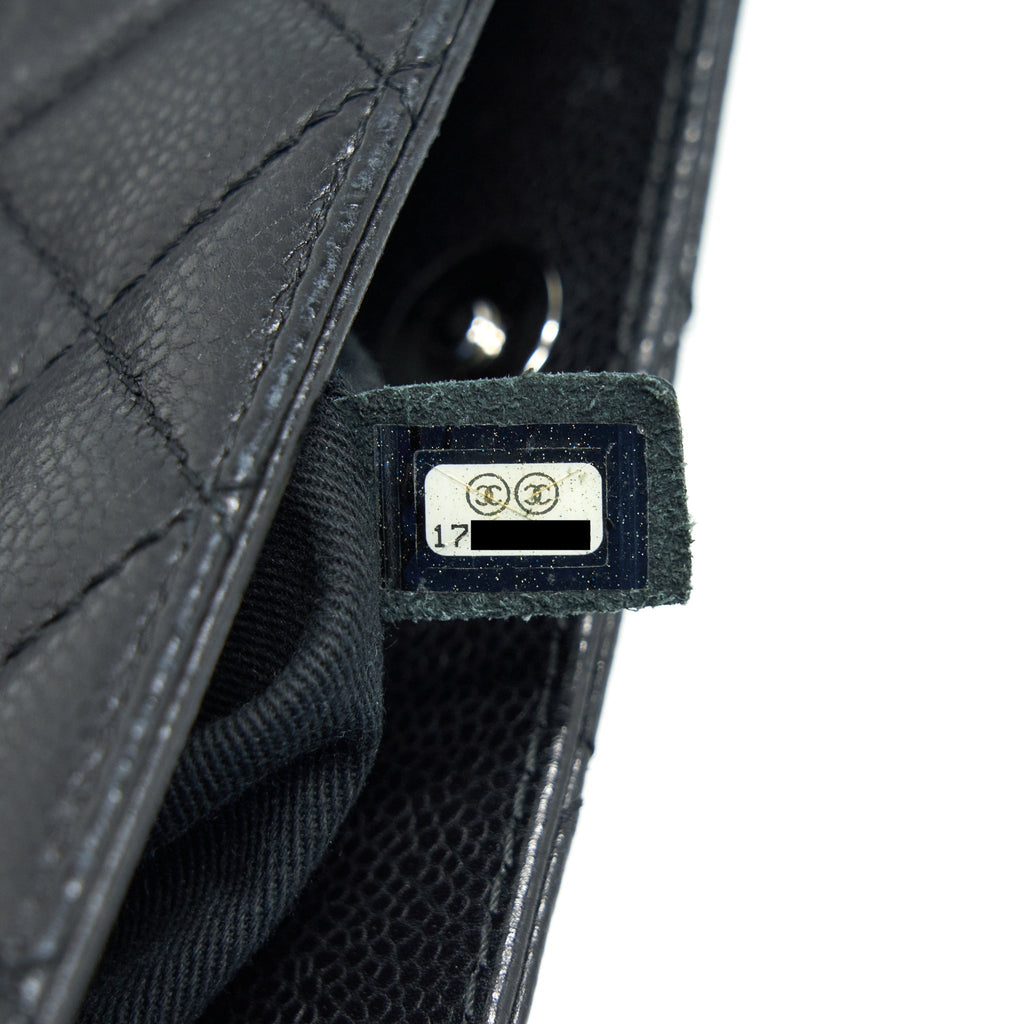 CHANEL QUILTED LEATHER TOTE BAG WITH CHAIN IN CARVIAR BLACK SHW