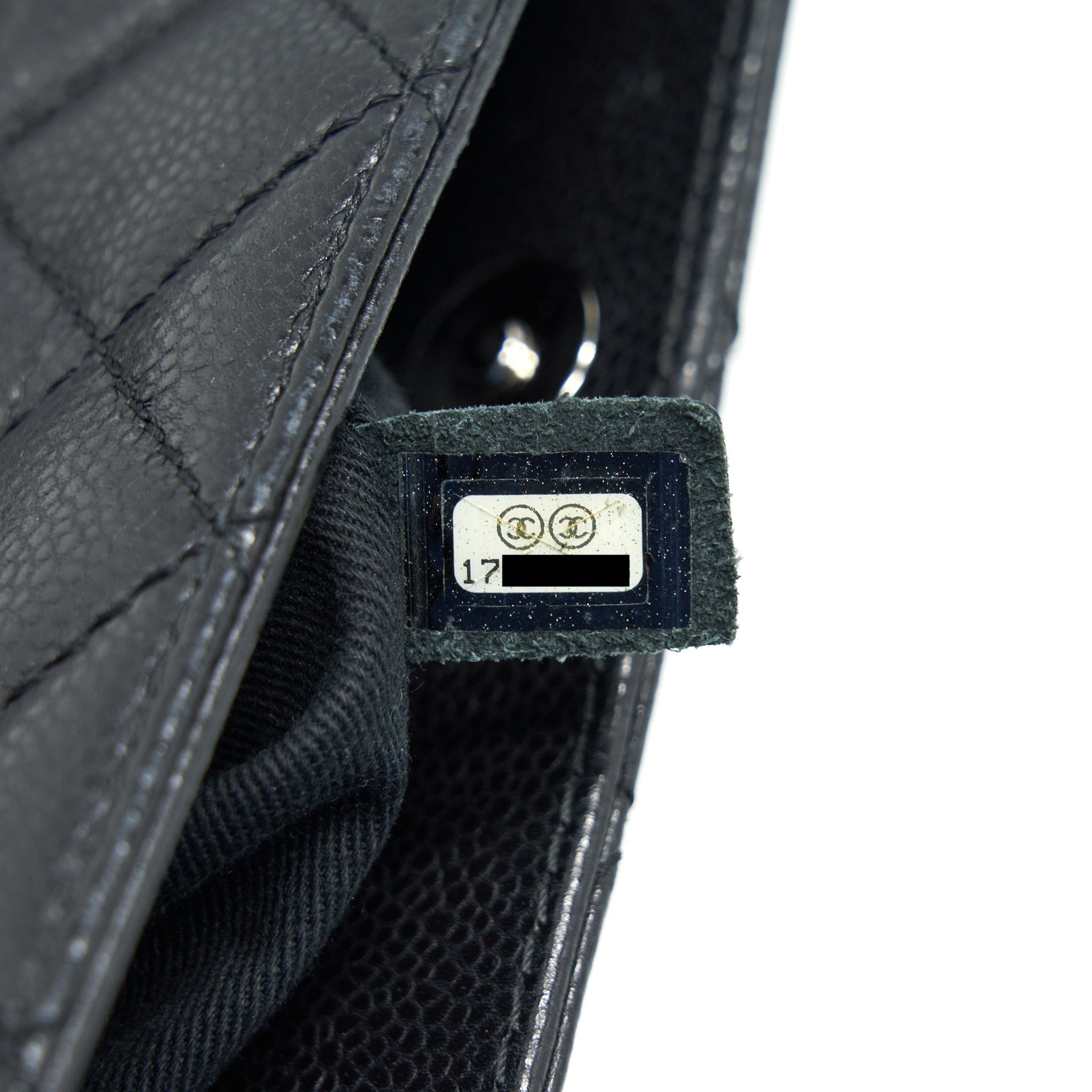 CHANEL QUILTED LEATHER TOTE BAG WITH CHAIN IN CARVIAR BLACK SHW