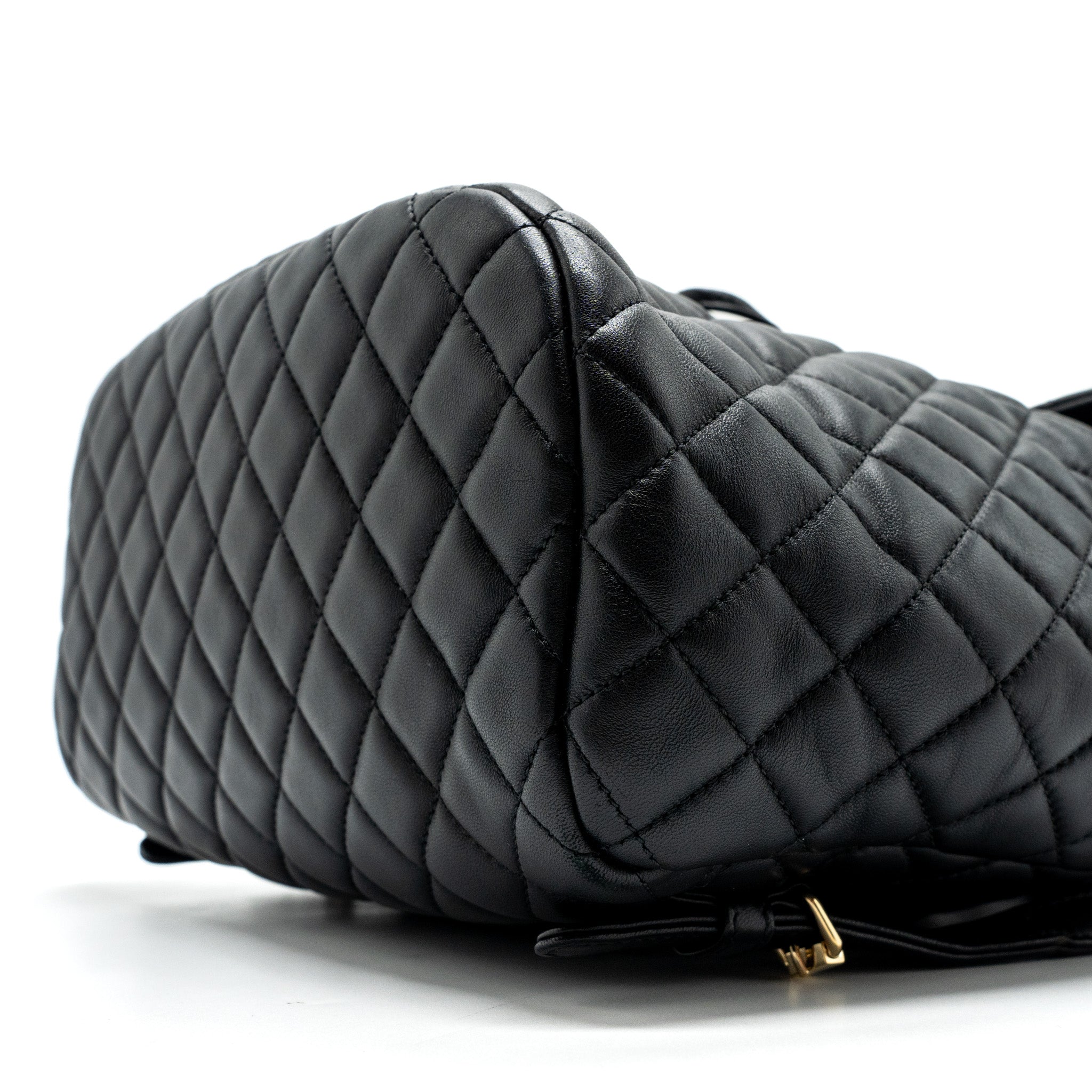 CHANEL QUILTED FLAP BACKPACK LAMBSKIN BLACK GHW
