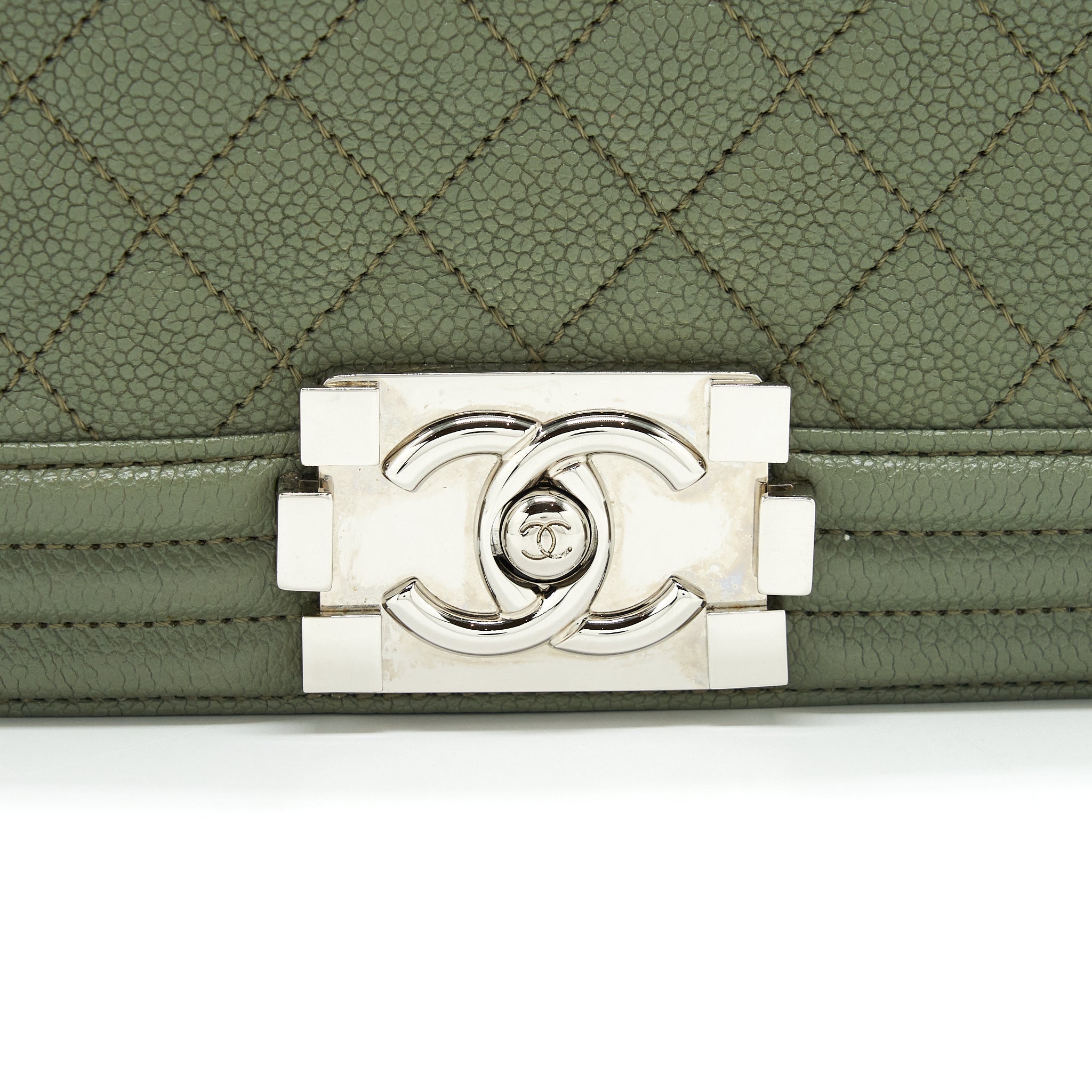 CHANEL MEDIUM BOY BAG CAVIAR LIGHT GREEN LGHW