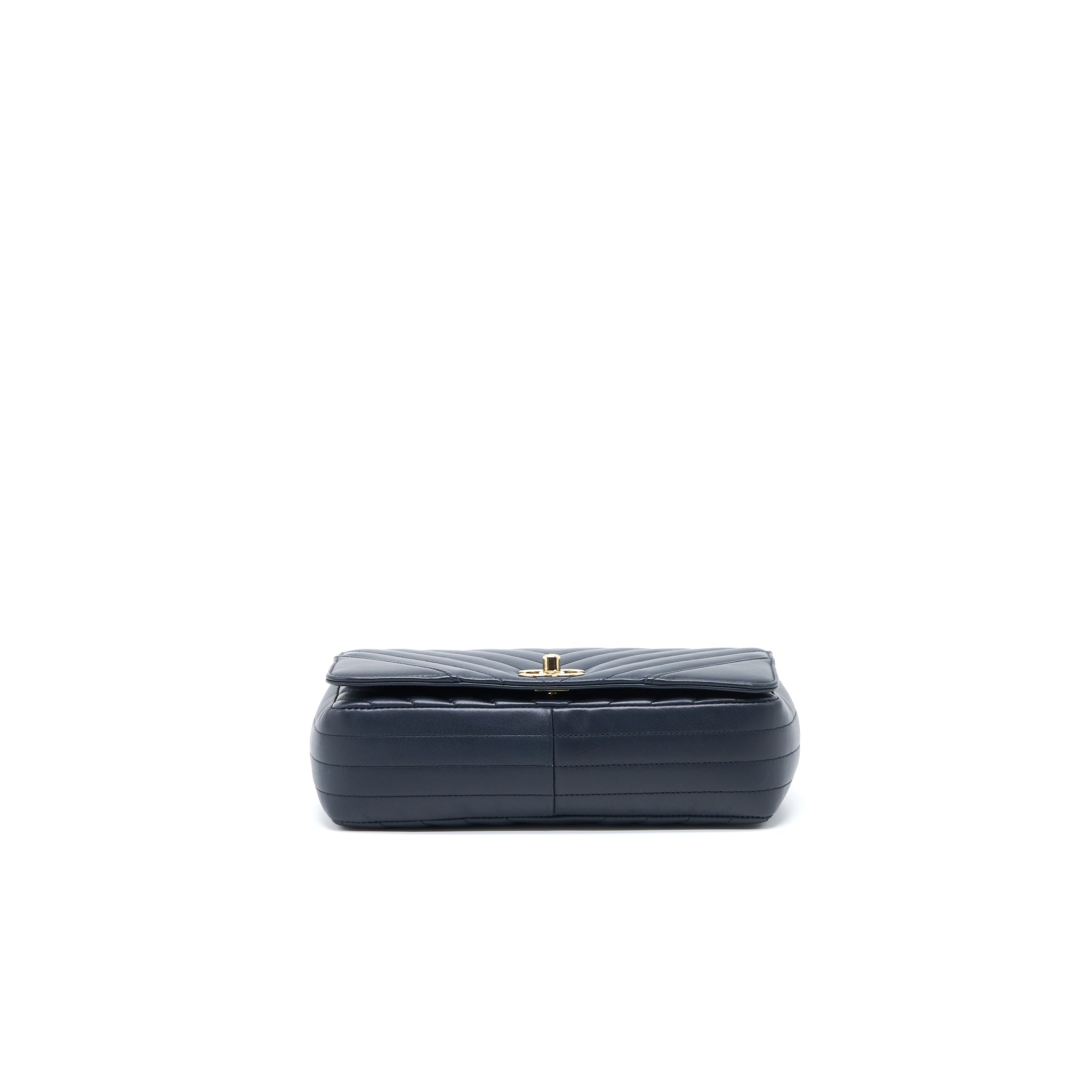 CHANEL SEASONAL CHEVRON FLAP BAG LAMBSKIN DARK GREY LGHW