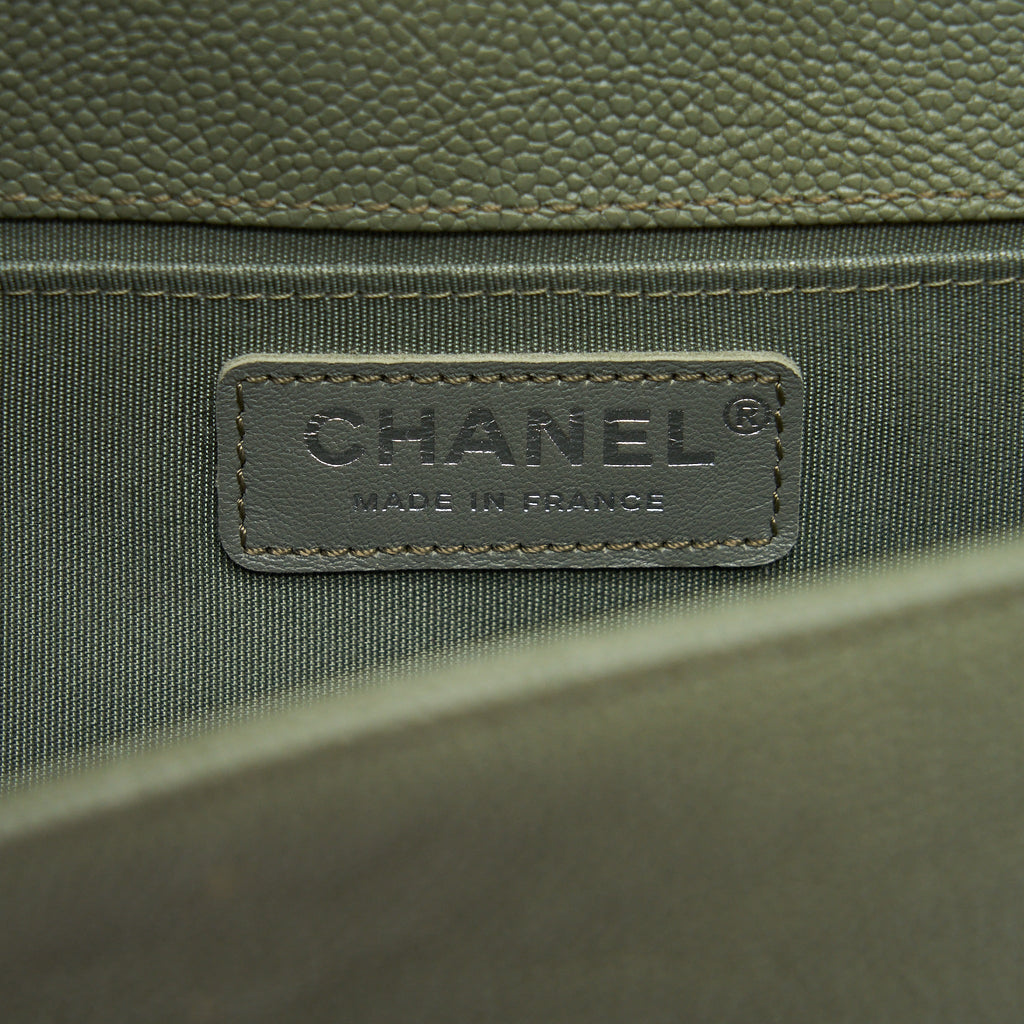 CHANEL MEDIUM BOY BAG CAVIAR LIGHT GREEN LGHW