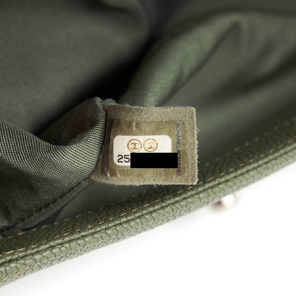 CHANEL MEDIUM BOY BAG CAVIAR LIGHT GREEN LGHW