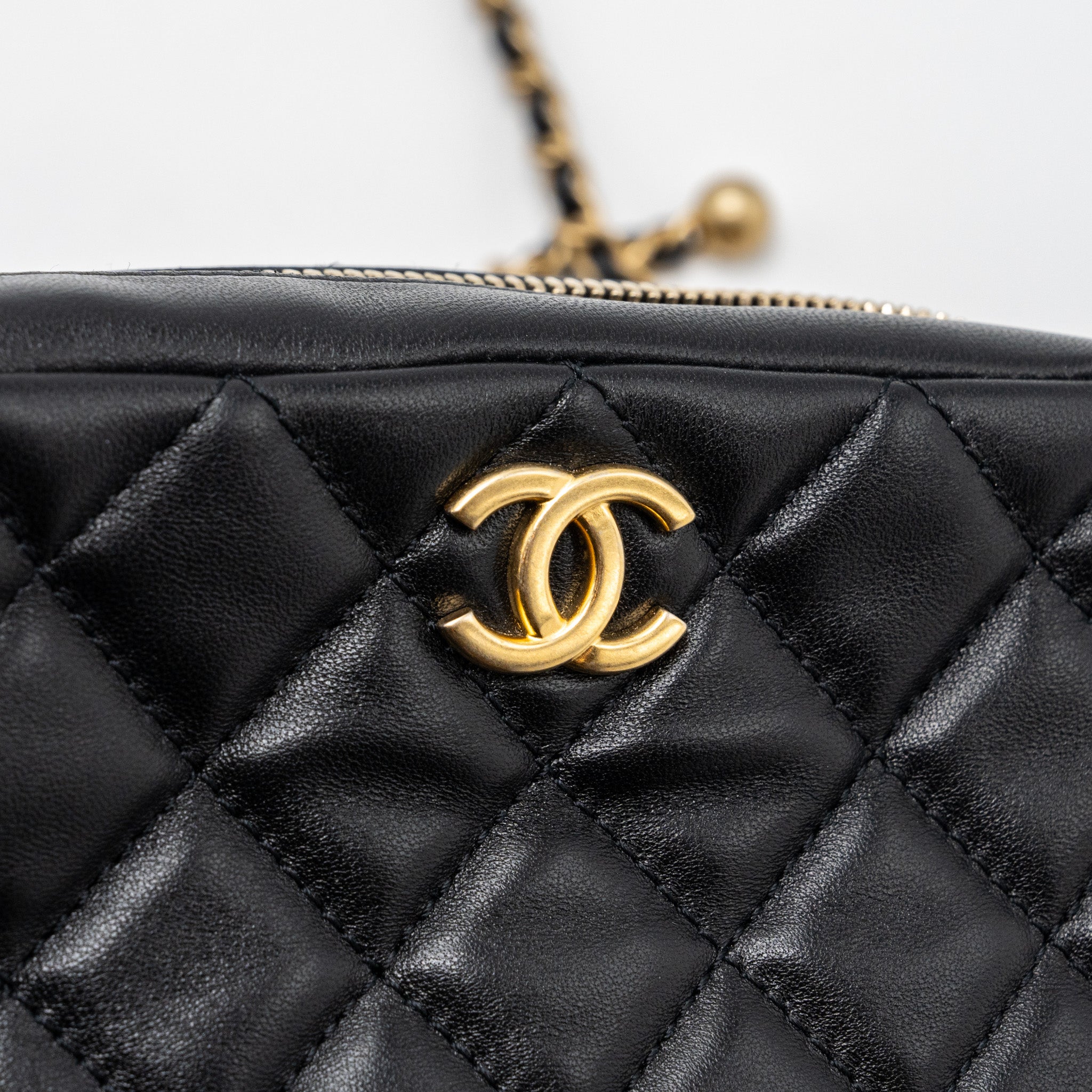 CHANEL PEARL CRUSH CAMERA BAG LAMBSKIN BLACK GHW (MICROCHIP)