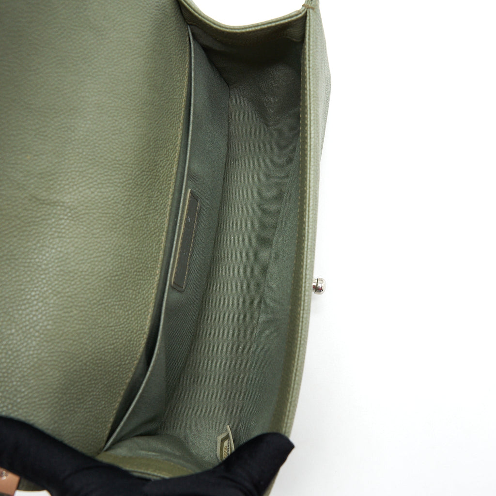 CHANEL MEDIUM BOY BAG CAVIAR LIGHT GREEN LGHW