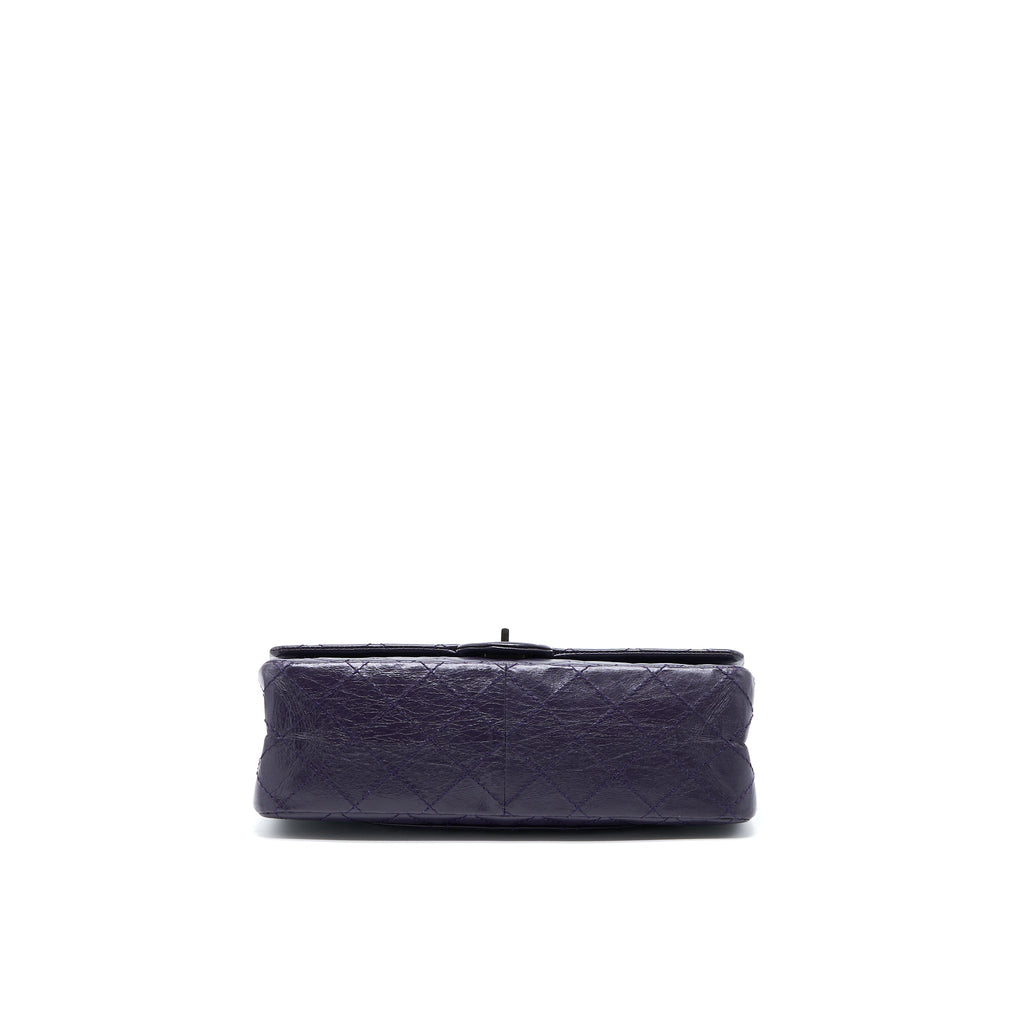 CHANEL LARGE 2.55 REISSUE FLAP BAG AGED CALFSKIN DARK PURPLE RUTHENIUM HARDWARE