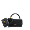 CHANEL VINTAGE 2 IN 1 SINGLE FLAP BAG LAMBSKIN BLACK GHW