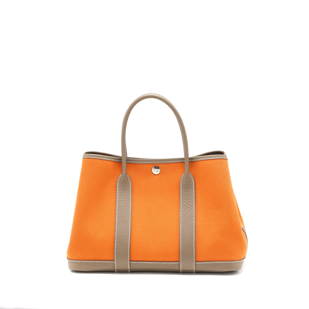 HERMES GARDEN PARTY 30 CANVAS/NEGONDA ORANGE/ETOUPE SHW
