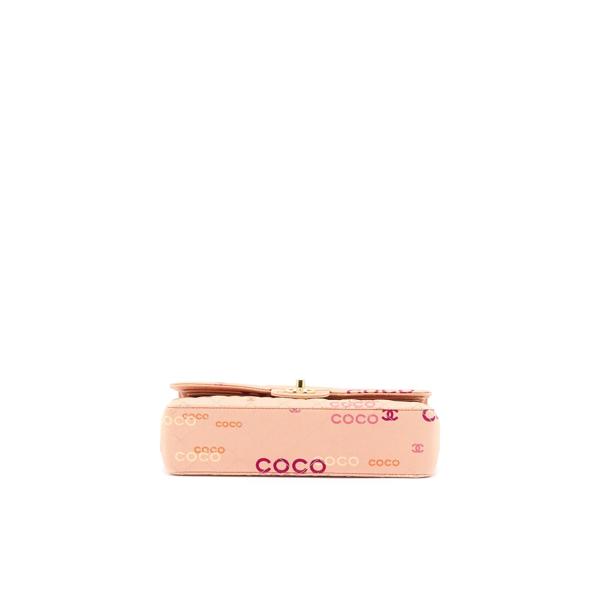 CHANEL VINTAGE COCO MEDIUM CLASSIC FLAP BAG FABRIC PINK GHW