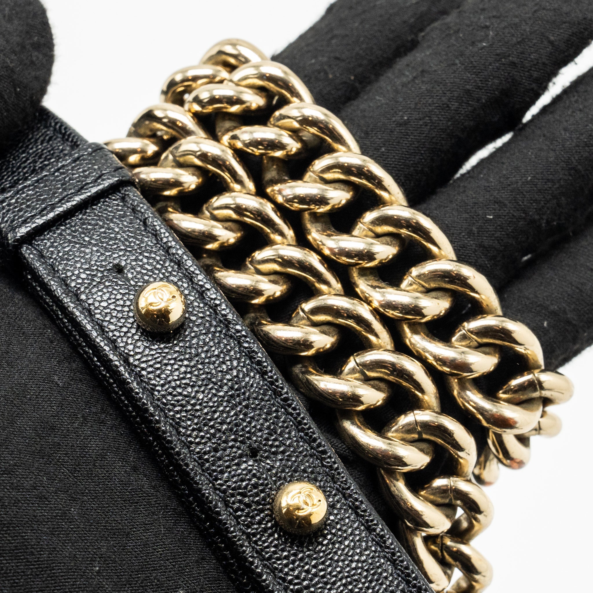 CHANEL SMALL BOY BAG CHEVRON CAVIAR BLACK LGHW