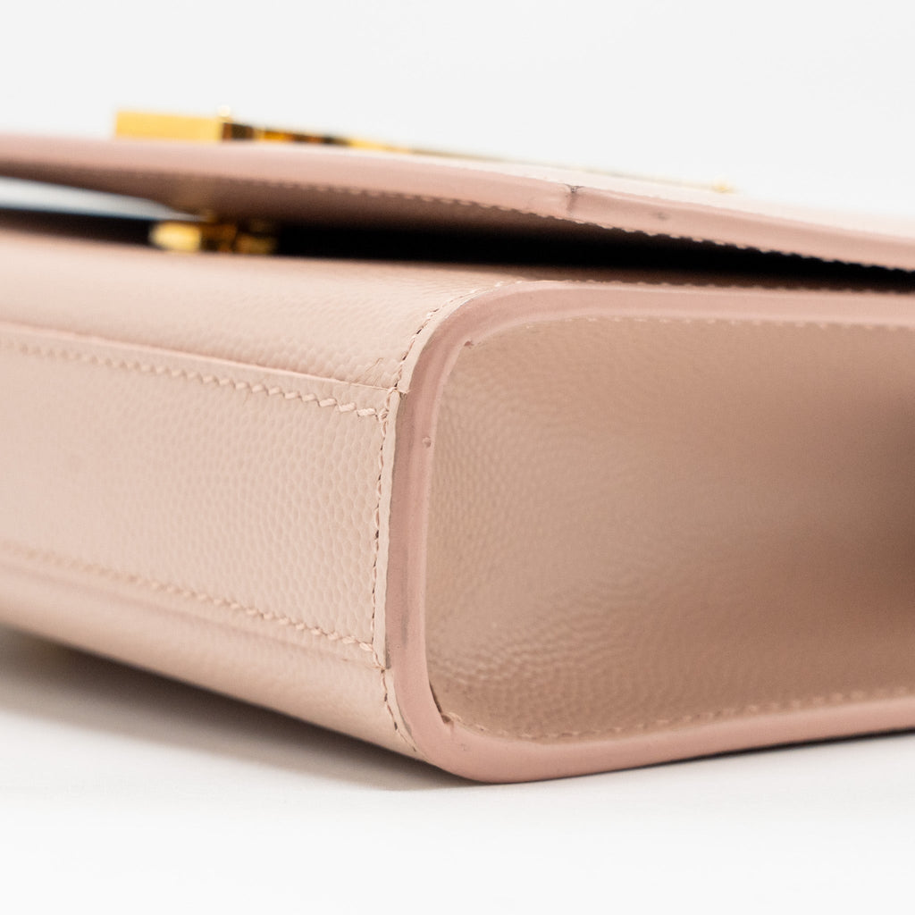 SAINT LAURENT/YSL SMALL SHOULDER BAG GRAINED CALFSKIN PALE PINK GHW