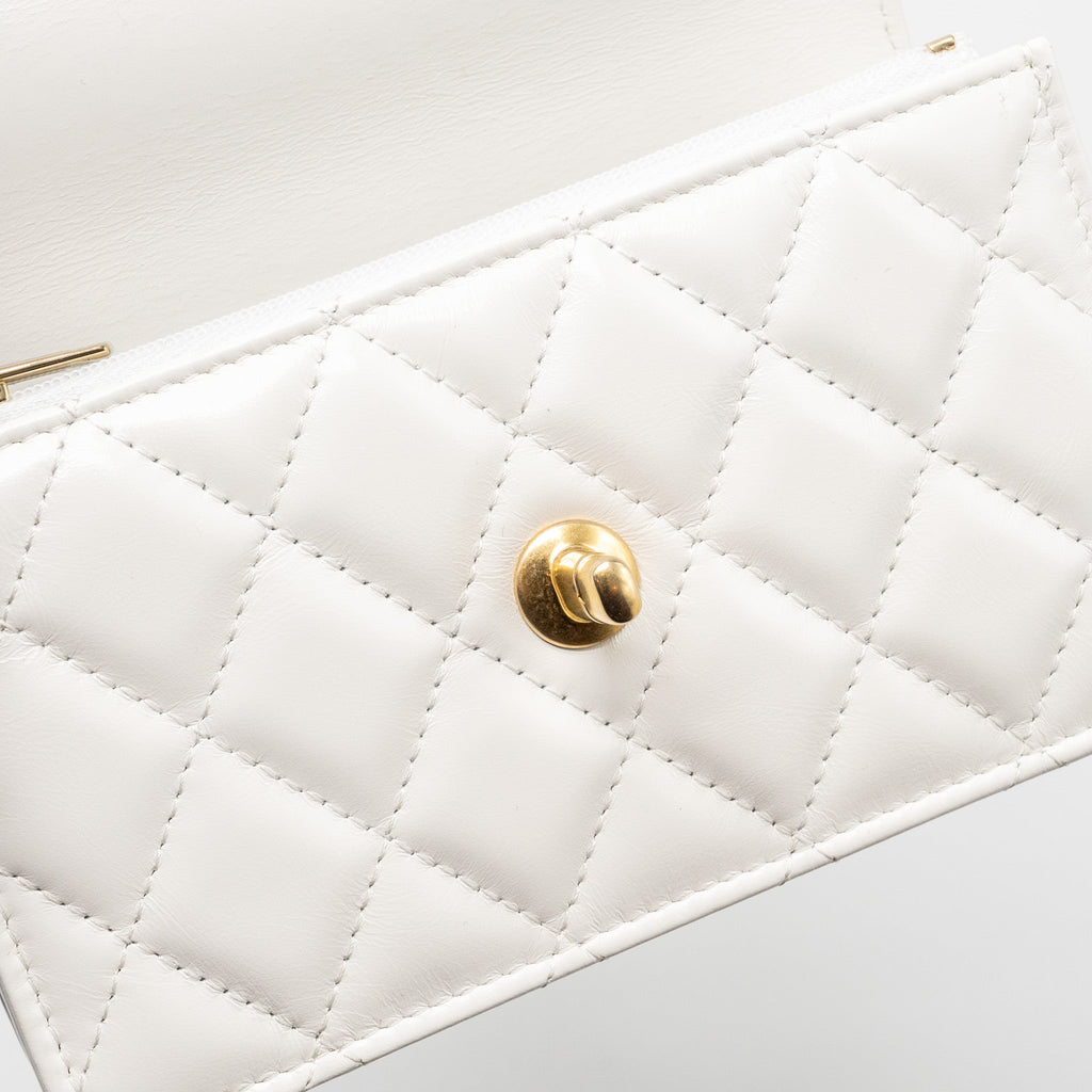 CHANEL 23P RAINBOW LETTER HANDLE MINI WALLET ON CHAIN CALFSKIN WHITE GHW (MICROCHIP)