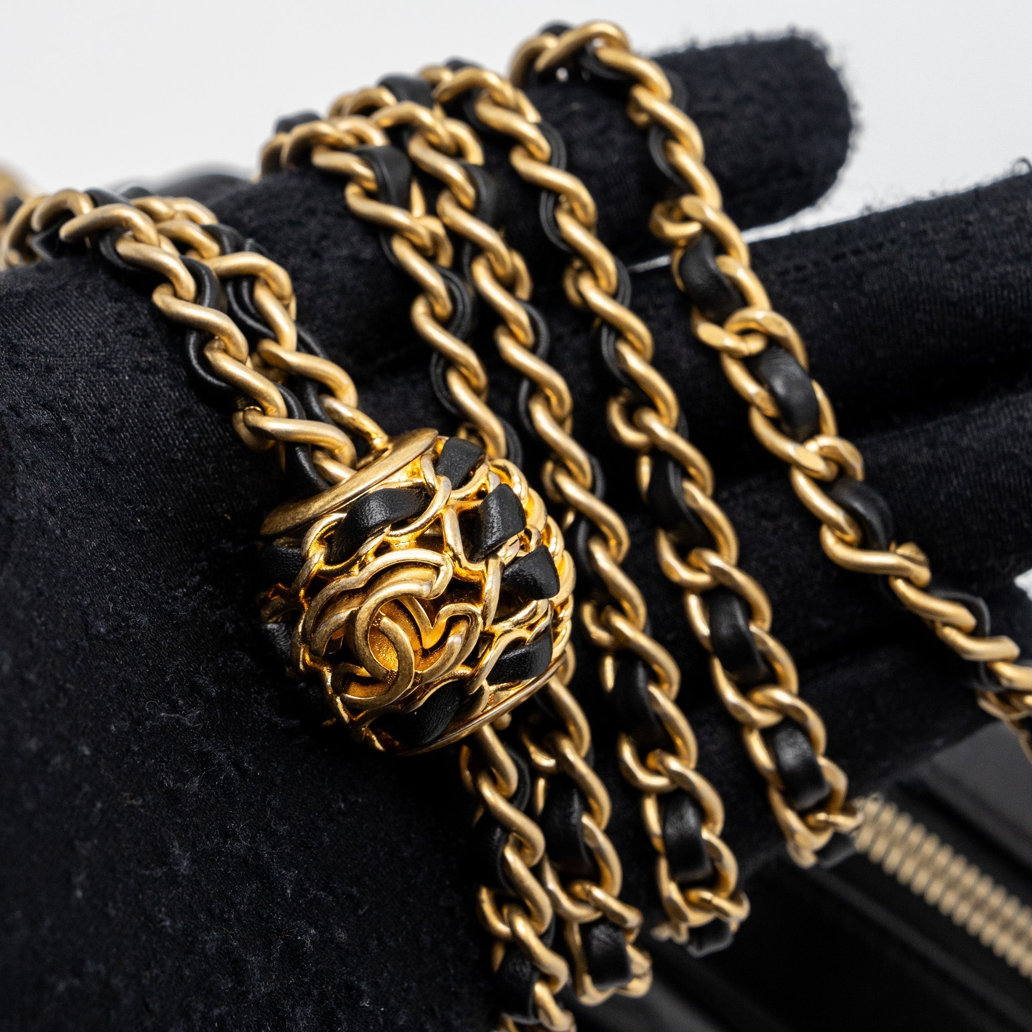 CHANEL PEARL CRUSH CAMERA BAG LAMBSKIN BLACK GHW (MICROCHIP)