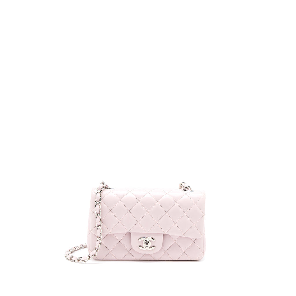 CHANEL MINI RECTANGULAR FLAP BAG LAMBSKIN LIGHT PINK SHW