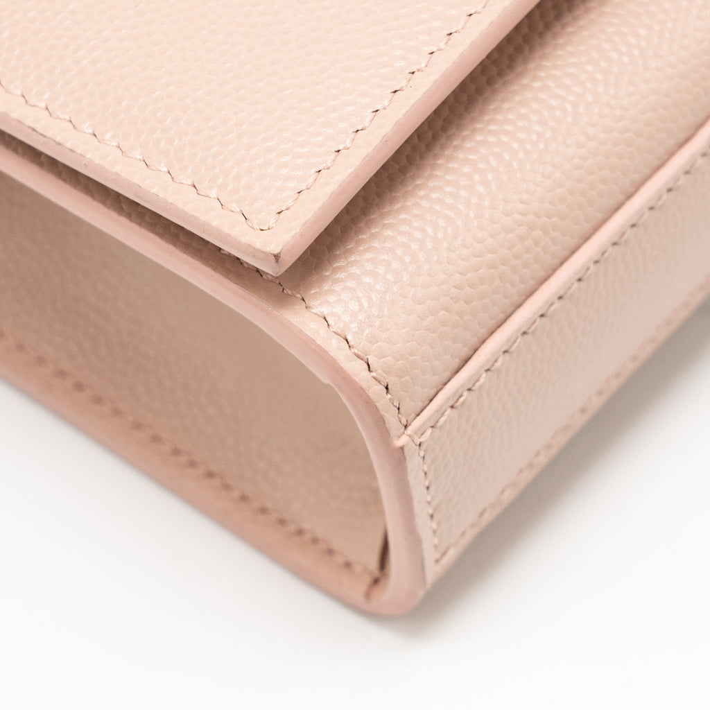 SAINT LAURENT/YSL SMALL SHOULDER BAG GRAINED CALFSKIN PALE PINK GHW