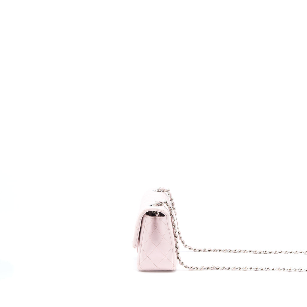 CHANEL MINI RECTANGULAR FLAP BAG LAMBSKIN LIGHT PINK SHW