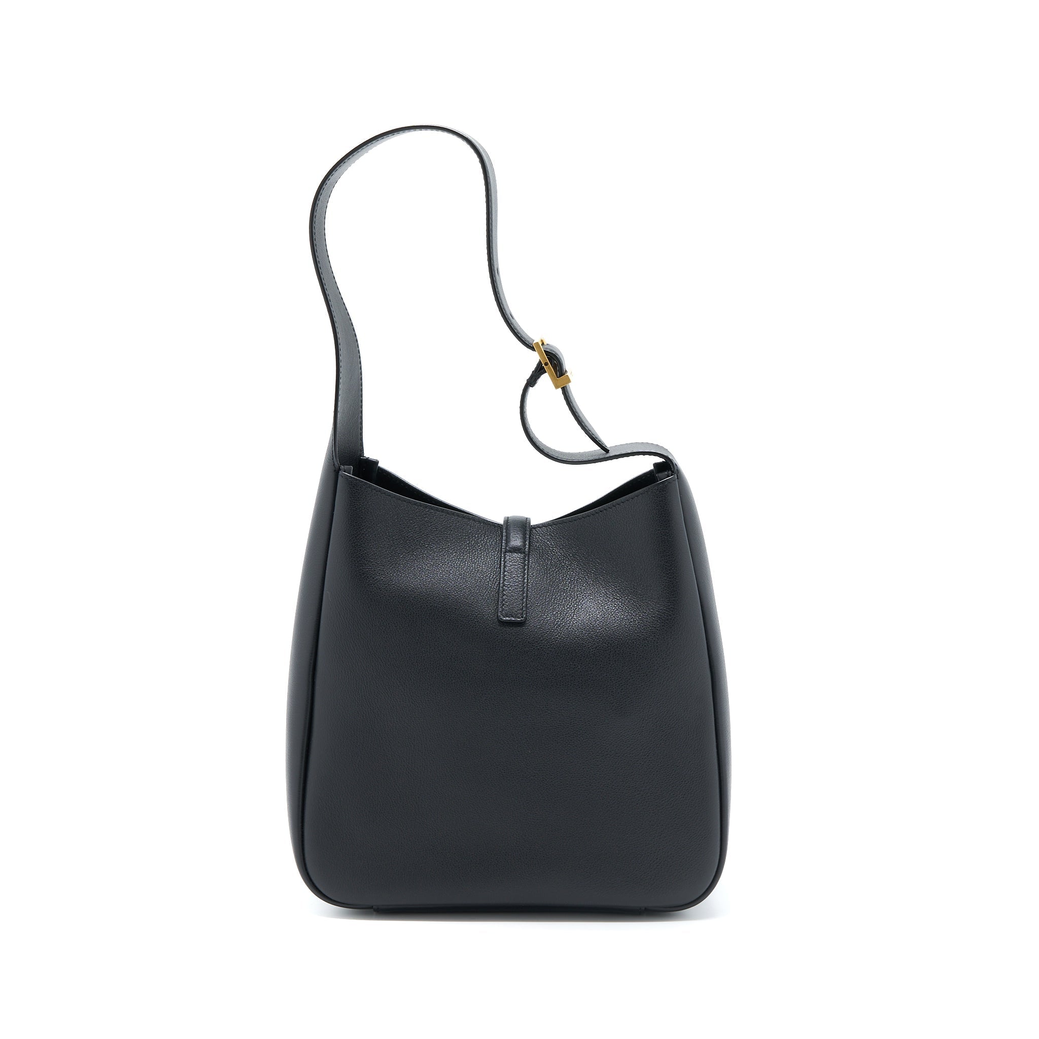 SAINT LAURENT LE 5 A 7 SOFT SMALL BAG IN SMOOTH CALFSKIN BLACK BRUSHED GHW
