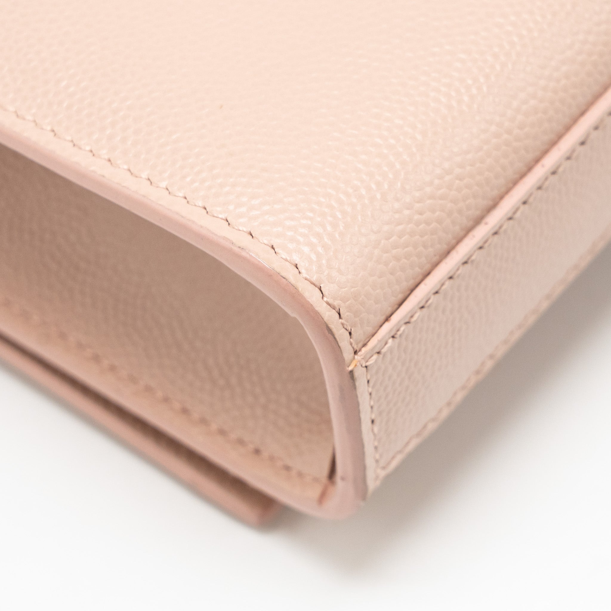 SAINT LAURENT/YSL SMALL SHOULDER BAG GRAINED CALFSKIN PALE PINK GHW