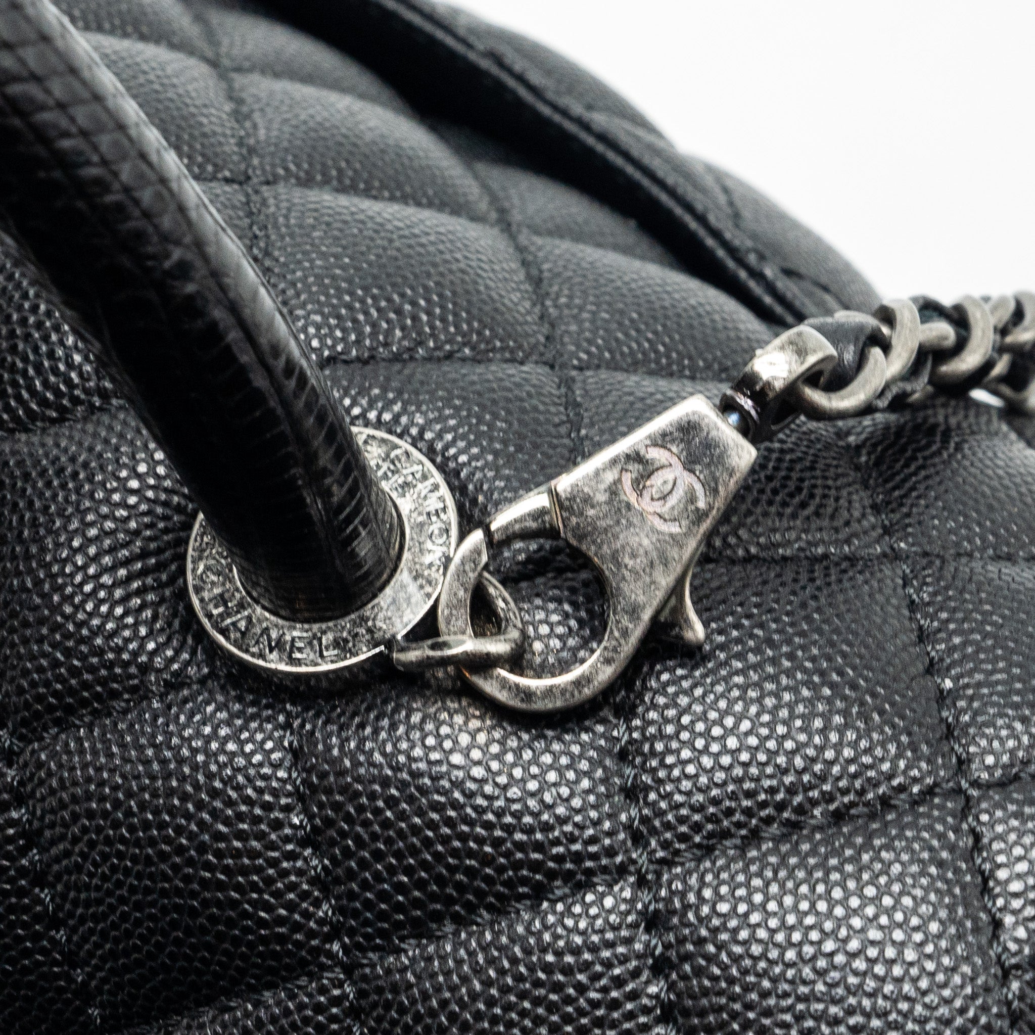 CHANEL LARGE COCO HANDLE CAVIAR BLACK RUTHENIUM HARDWARE