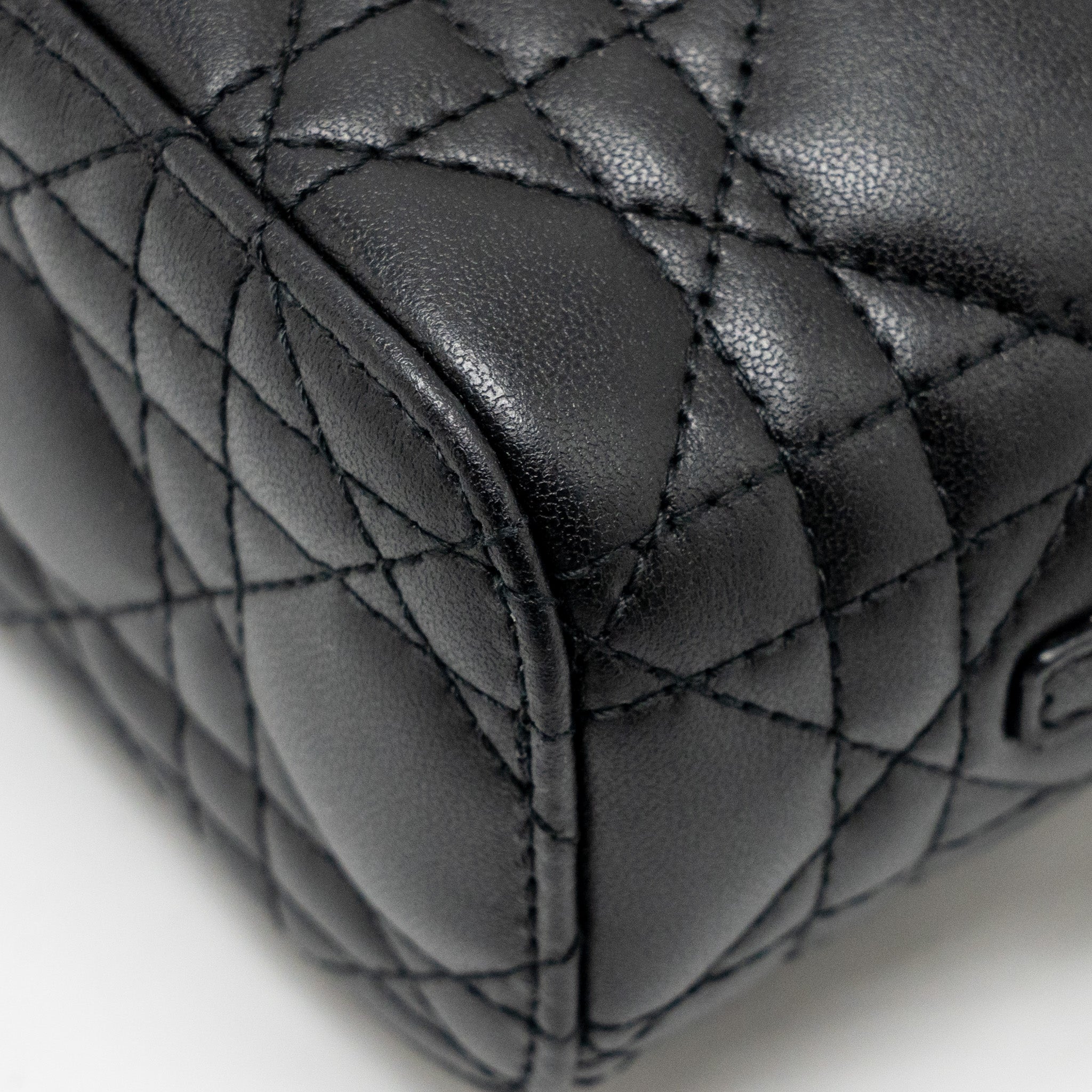 DIOR MICRO LADY DIOR VANITY CASE BAG CANNAGE LAMBSKIN BLACK LGHW