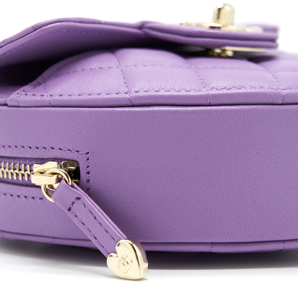 CHANEL 22S SMALL HEART BAG LAMBSKIN PURPLE LGHW