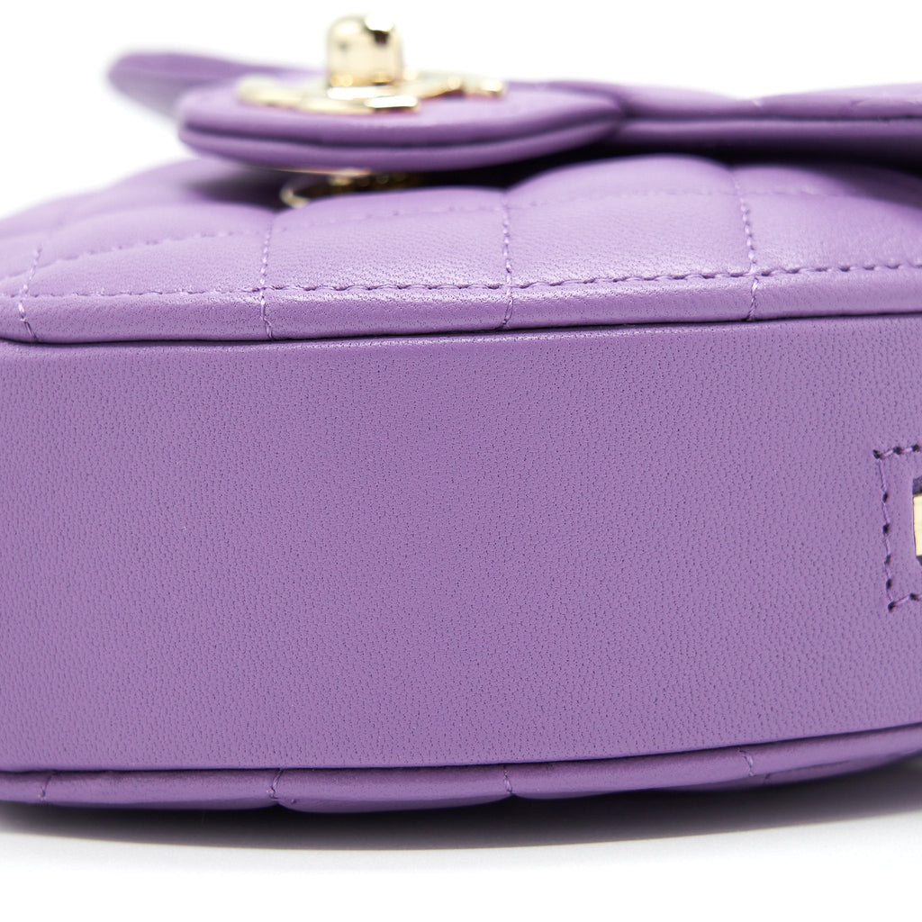 CHANEL 22S SMALL HEART BAG LAMBSKIN PURPLE LGHW
