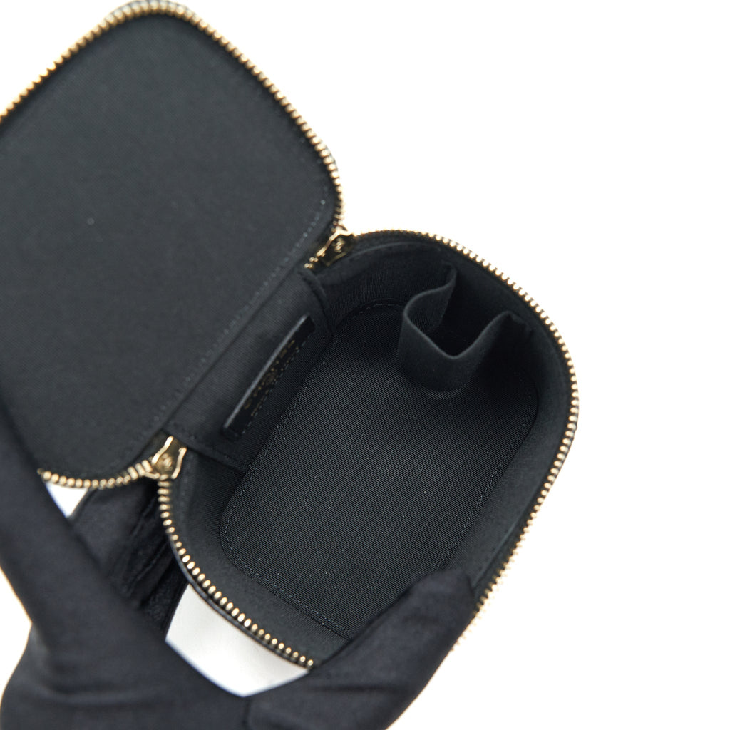 CHANEL SMALL HANDLE VANITY WITH CHAIN  LAMBSKIN BLACK GHW