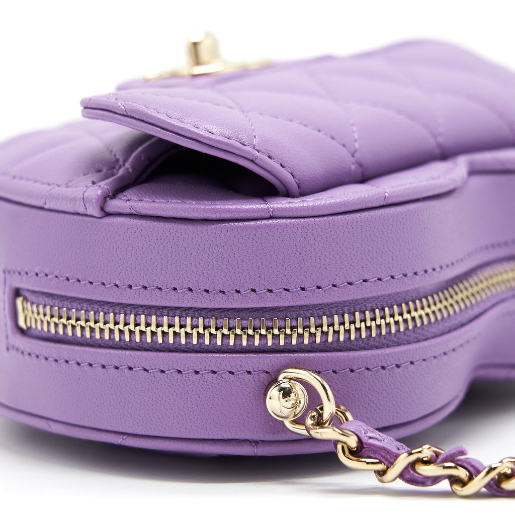 CHANEL 22S SMALL HEART BAG LAMBSKIN PURPLE LGHW