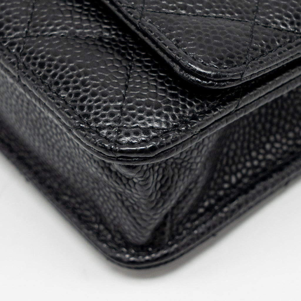 CHANEL CLASSIC WALLET ON CHAIN CAVIAR BLACK GHW