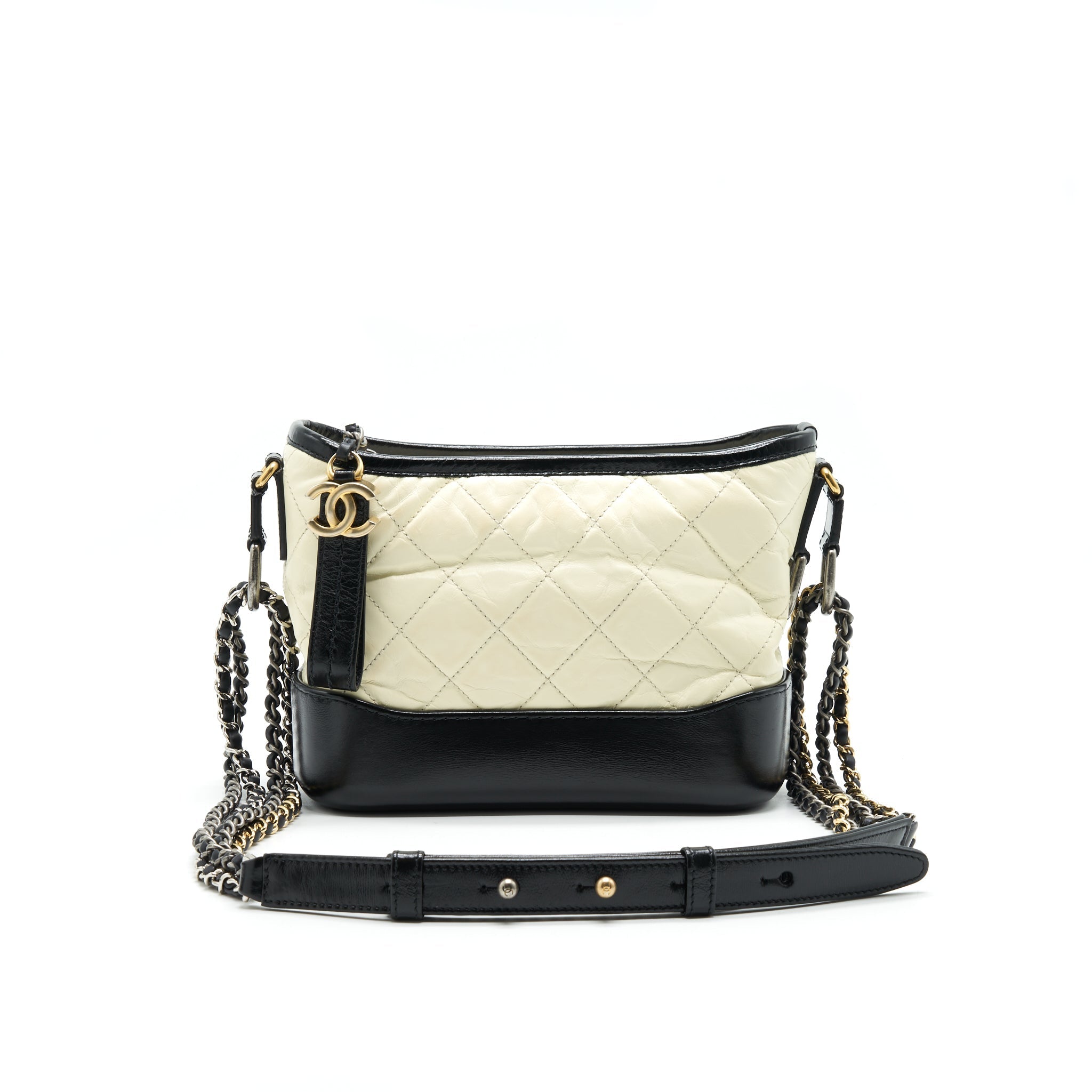 CHANEL SMALL GABRIELLE HOBO BAG BLACK/ WHITE
