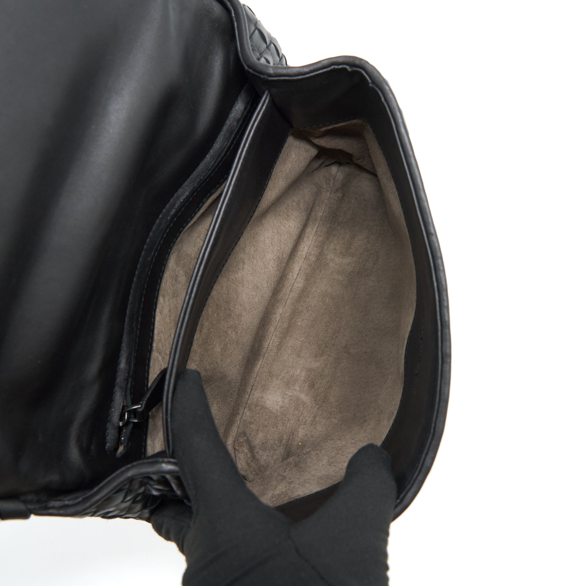 BOTTEGA VENETA OLYMPIA BAG BLACK WITH BLACK HARDWARE