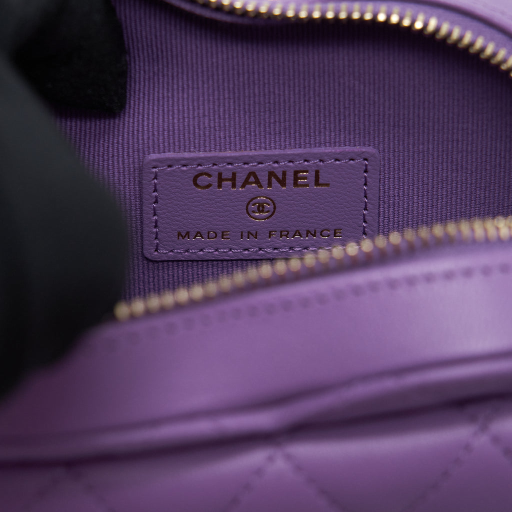 CHANEL 22S SMALL HEART BAG LAMBSKIN PURPLE LGHW