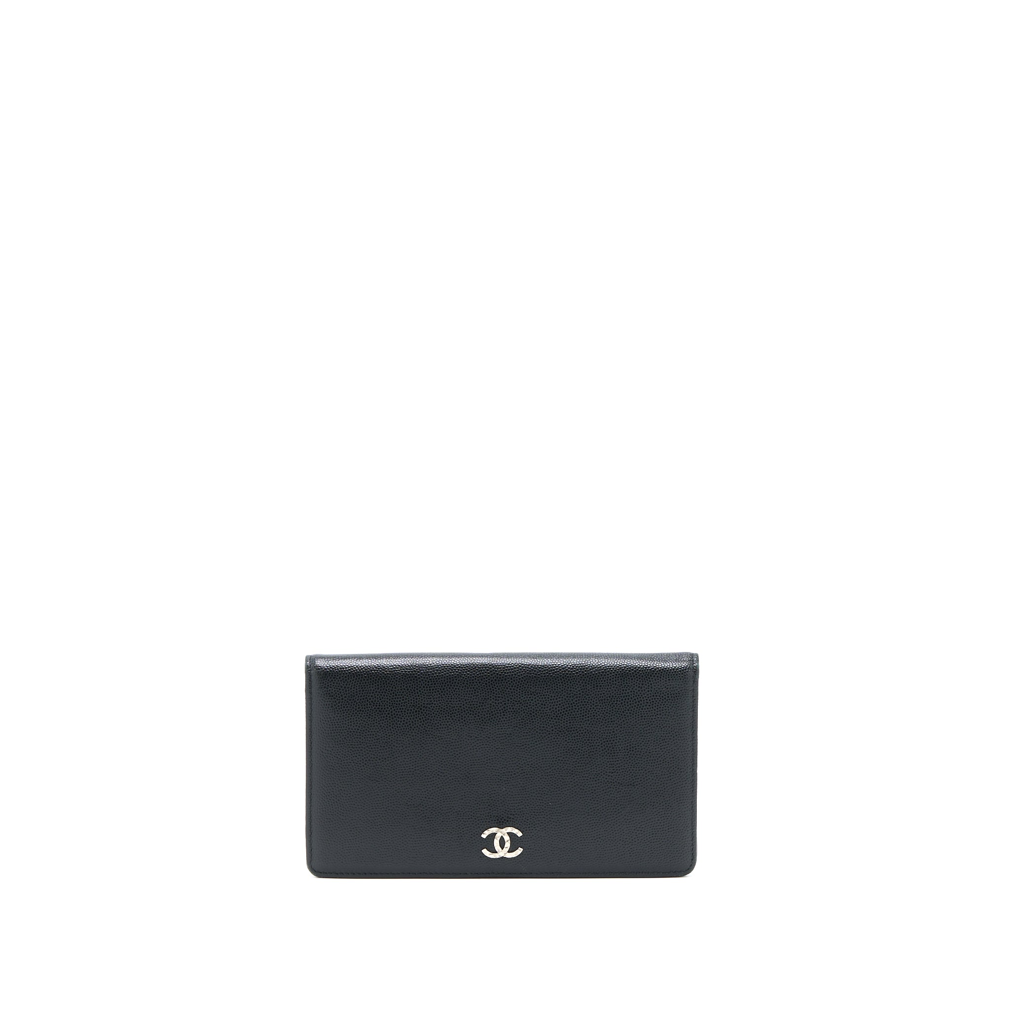 CHANEL CC LOGO LONG WALLET CAVIAR BLACK SHW