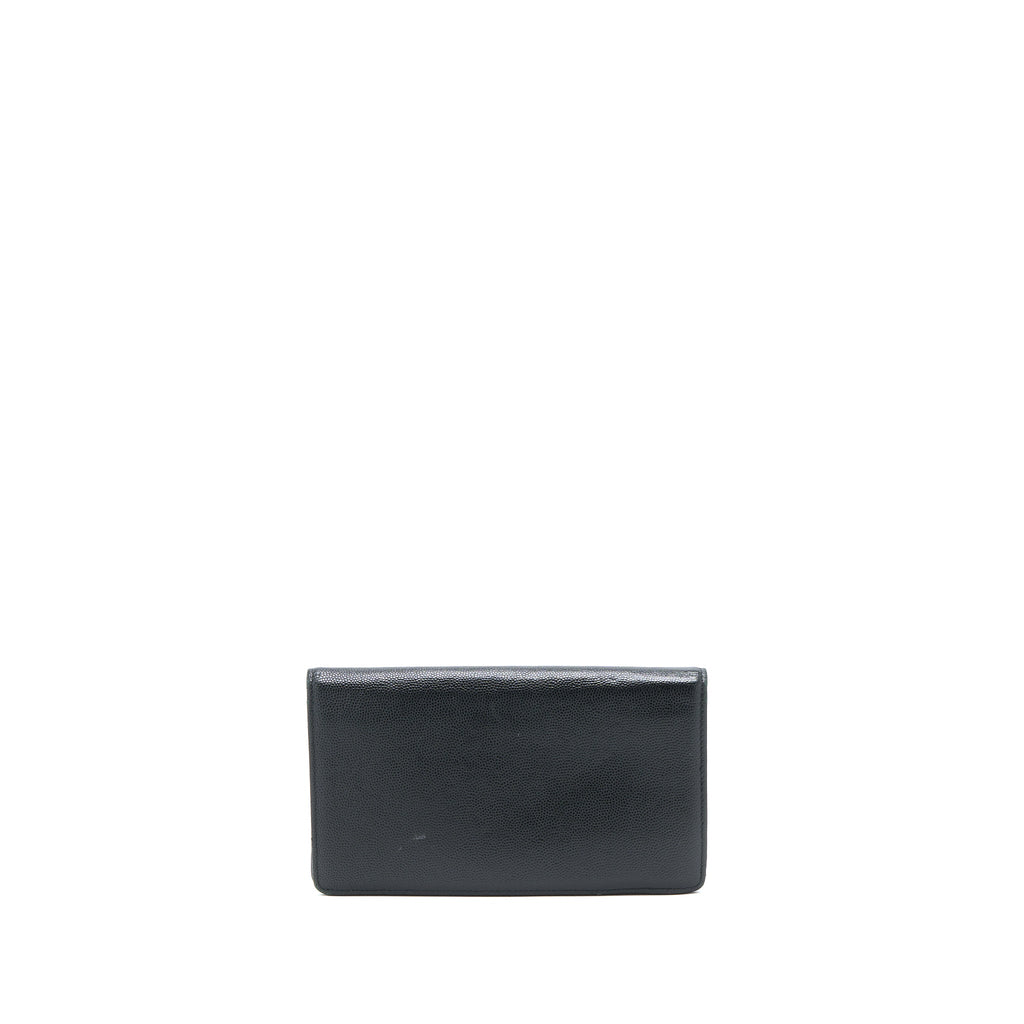 CHANEL CC LOGO LONG WALLET CAVIAR BLACK SHW