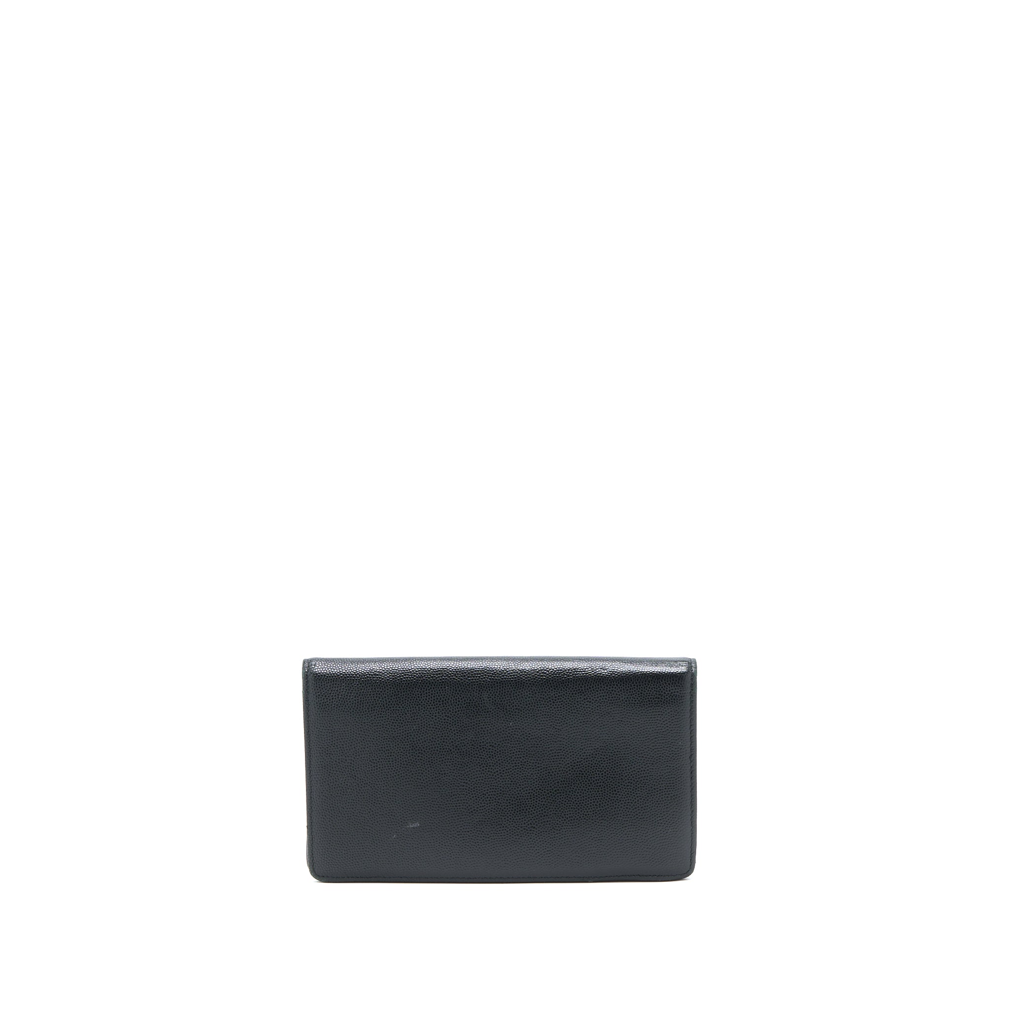 CHANEL CC LOGO LONG WALLET CAVIAR BLACK SHW