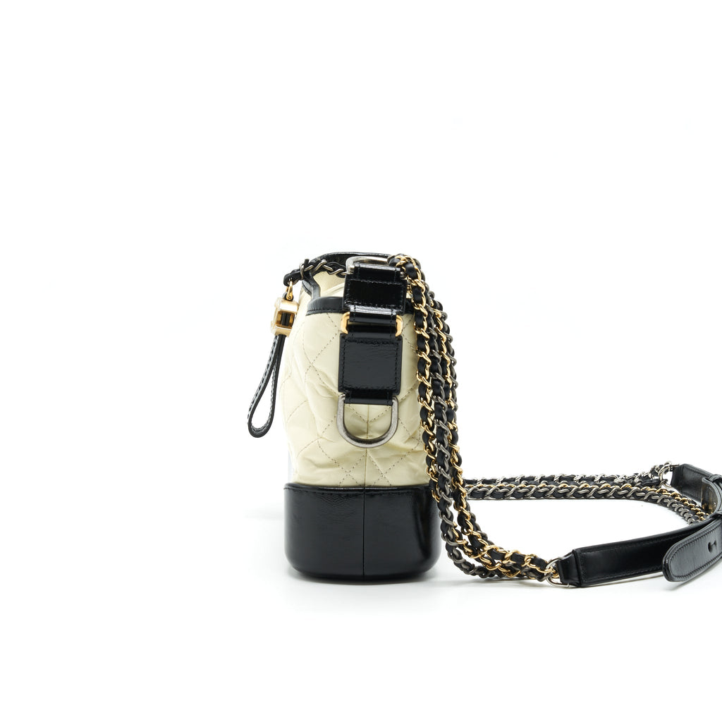 CHANEL SMALL GABRIELLE HOBO BAG BLACK/ WHITE