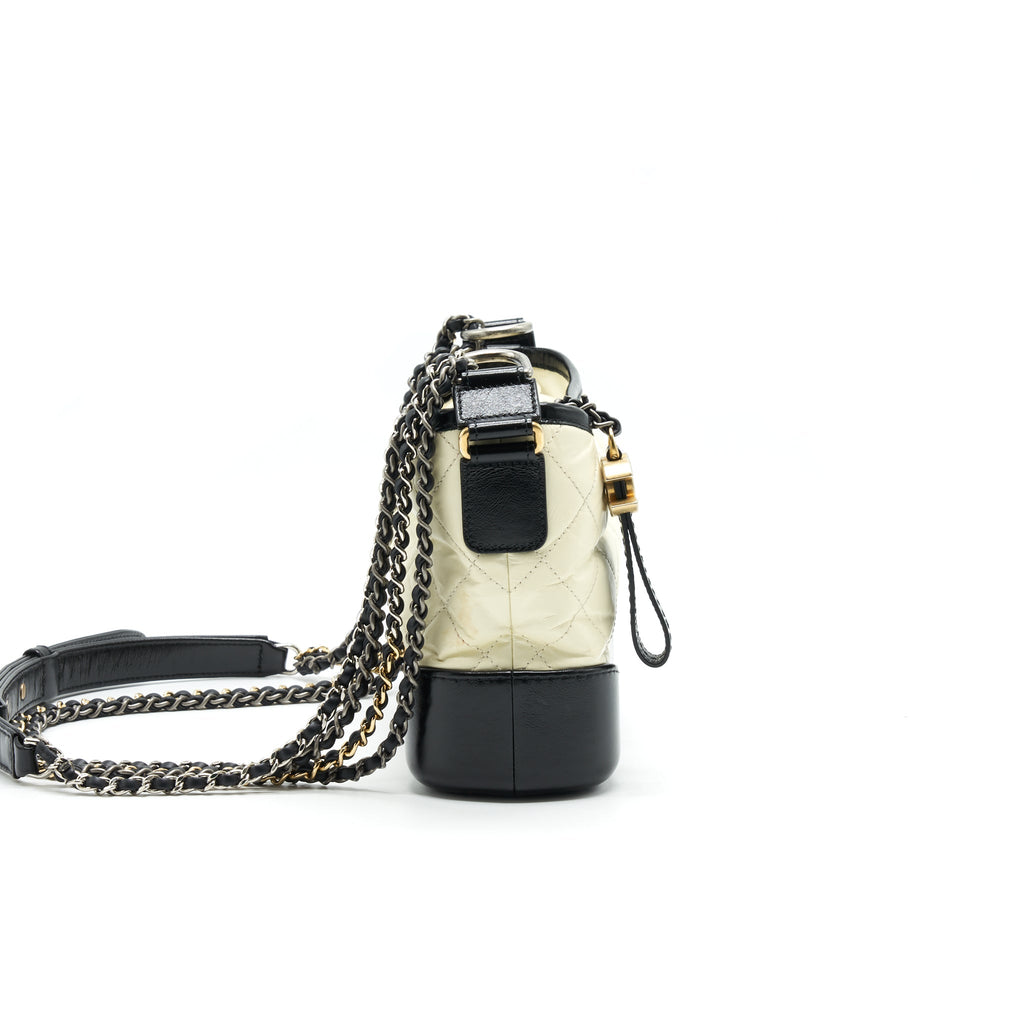 CHANEL SMALL GABRIELLE HOBO BAG BLACK/ WHITE