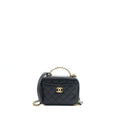 CHANEL 22S TOP HANDLE SMALL VANITY CASE CAVIAR BLACK BRUSHED GHW (MICROCHIP)