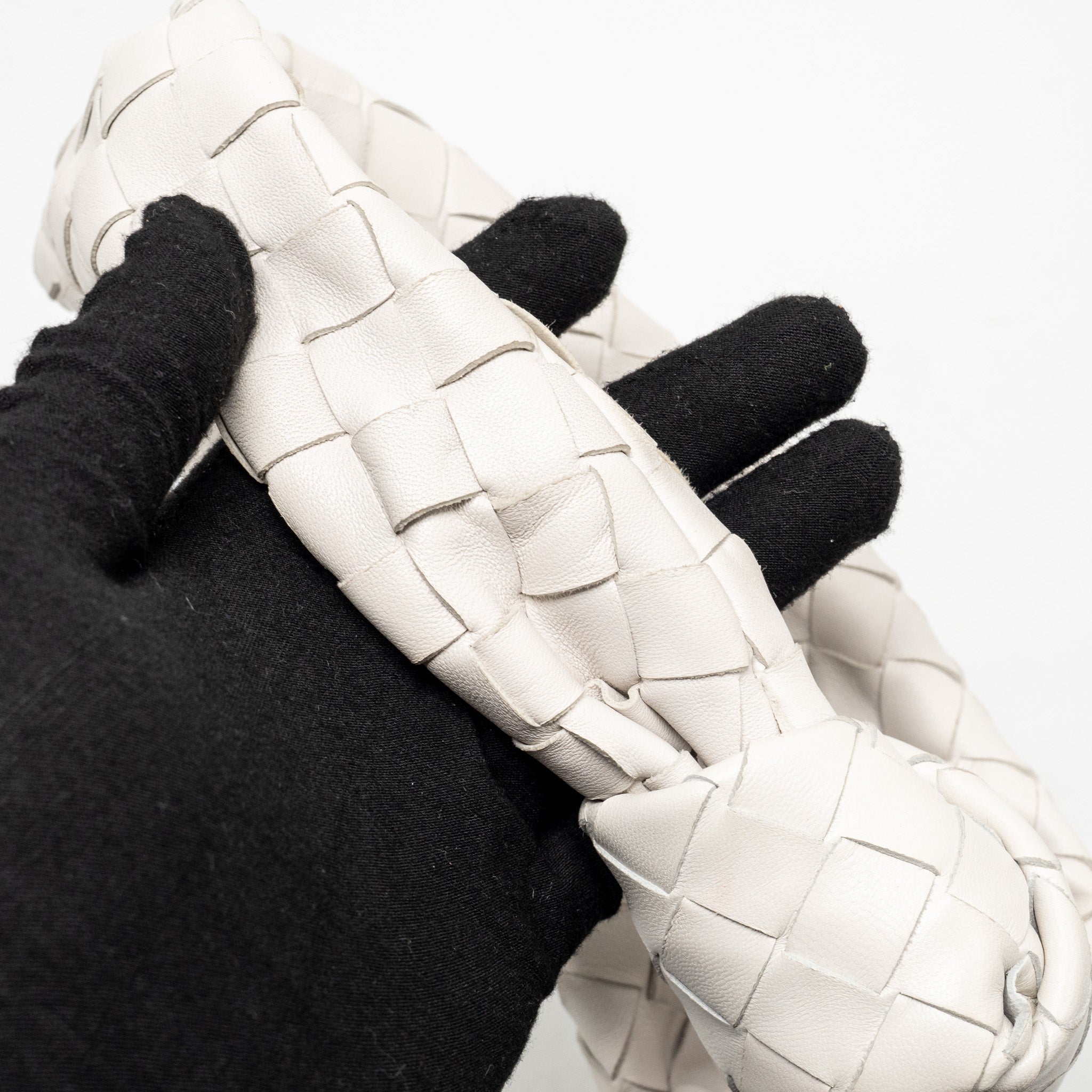 BOTTEGA VENETA MINI JODIE LAMBSKIN WHITE GHW