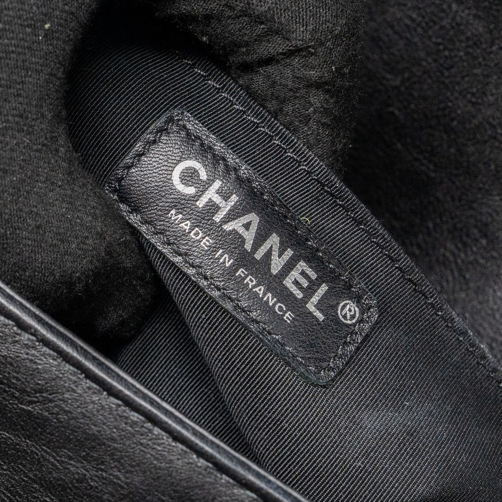 CHANEL TOP HANDLE MEDIUM BOY BAG LIMITED EDITION CALFSKIN BLACK RUTHENIUM HARDWARE