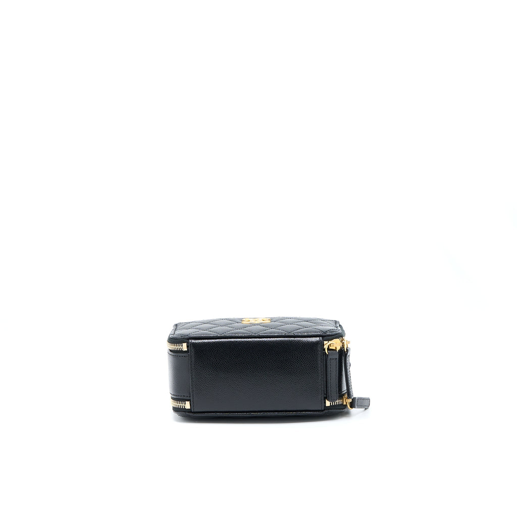 CHANEL 22S TOP HANDLE SMALL VANITY CASE CAVIAR BLACK BRUSHED GHW (MICROCHIP)